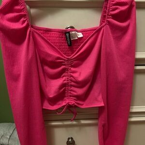 Chicwish Hot Pink Ruched Crop Top